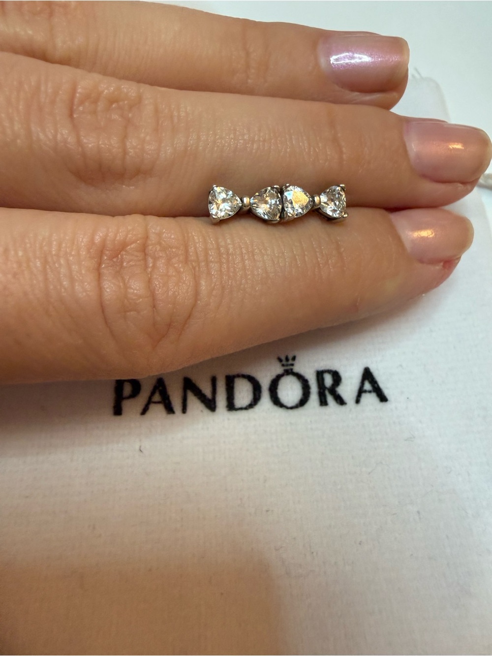 Pandora Sterling Silver Sparkling Bow Stud Earrings